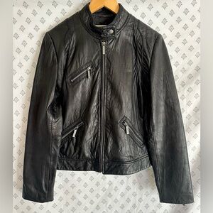 Michael Kors Black Leather Moto Jacket - sz M